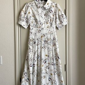 Ivy City Co White Floral Midi Dress with Multicolor Botanical Print